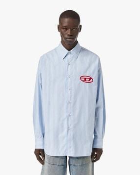 s-doubly striped shirt with embroidered logo
