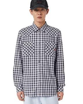 s-east-long-cl checked shirt with flap pockets