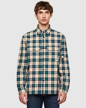 s-jess green label checked shirt