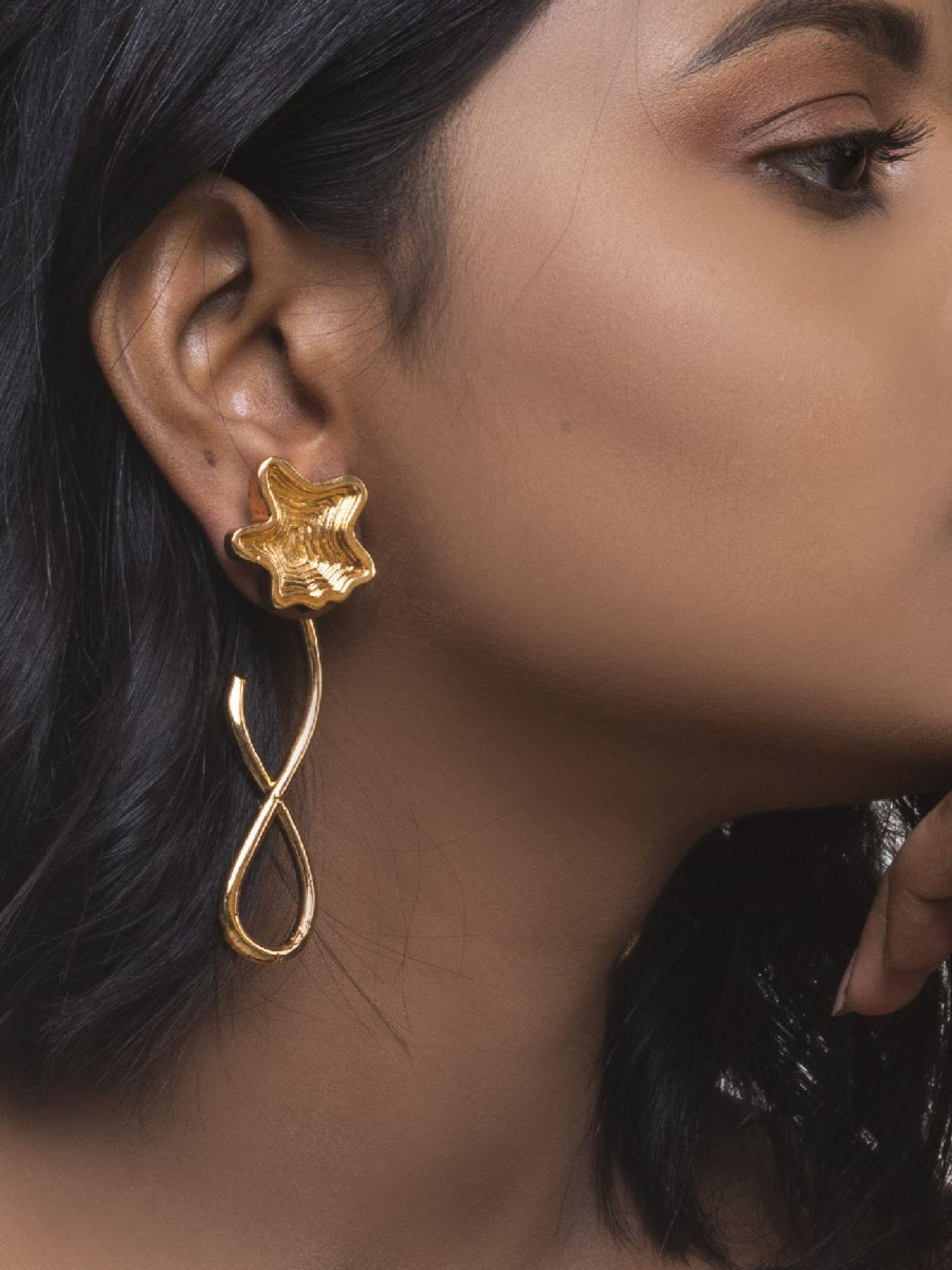 s layered 18 kt gold plated studs for women