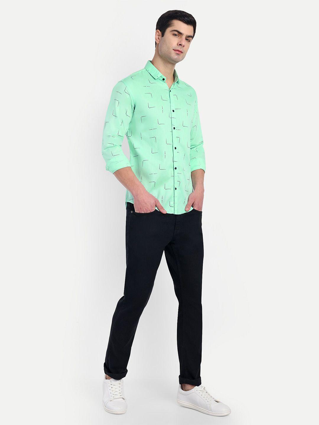 s-line men classic opaque printed casual shirt