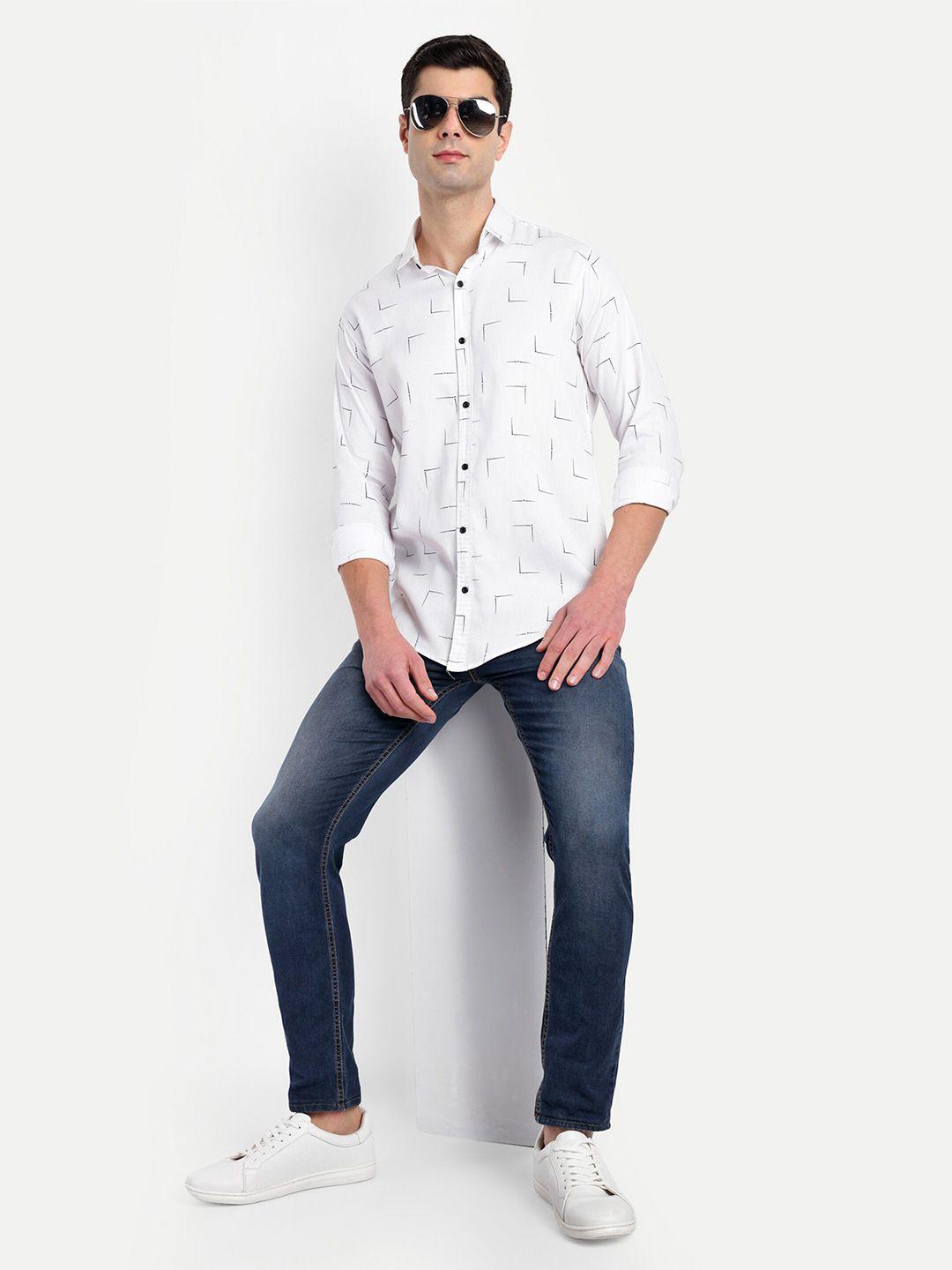 s-line men classic opaque printed casual shirt