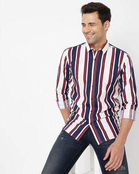 s.det striped in relaxed fit shirt