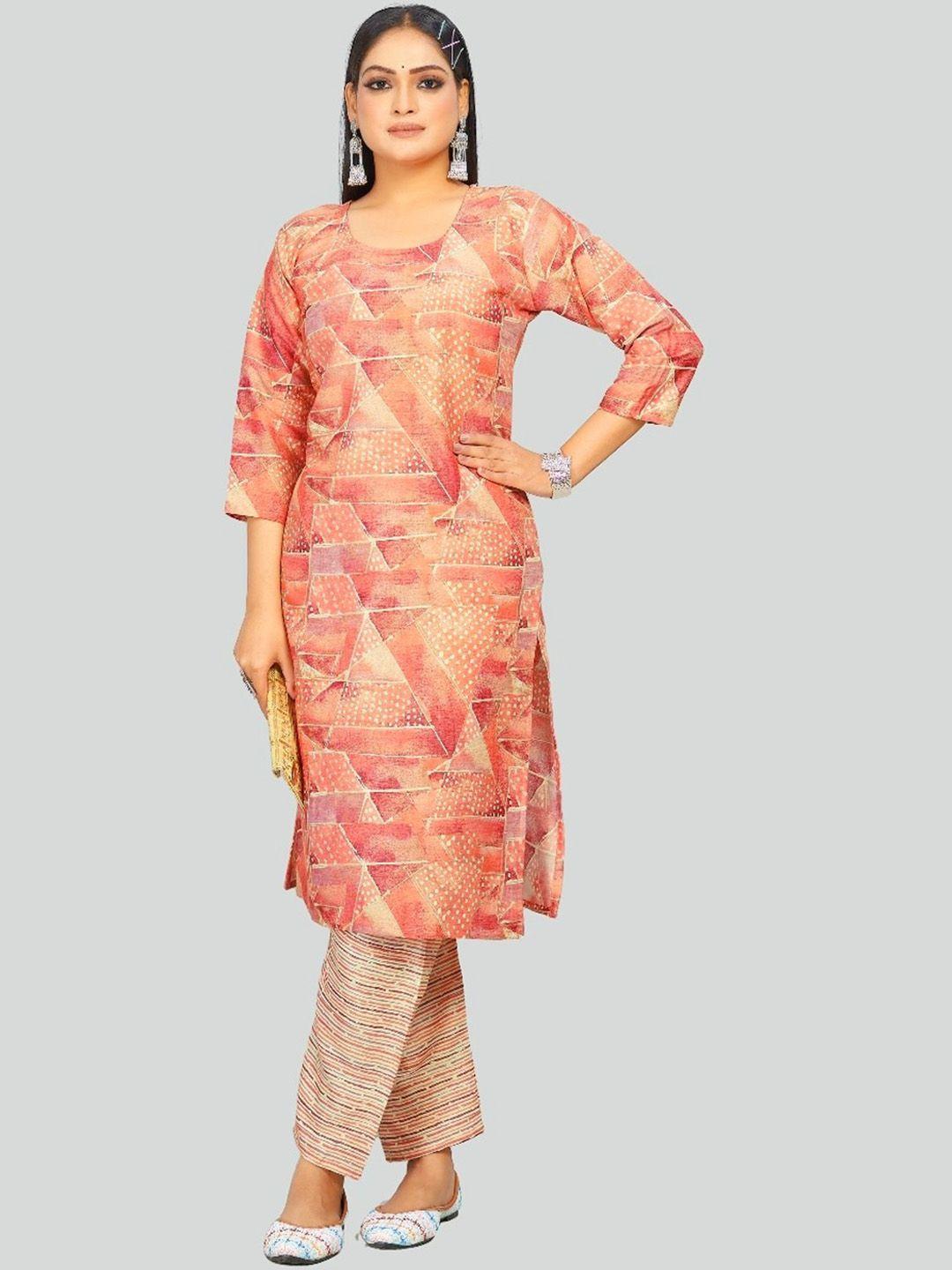 s.k.c women printed regular kurta with trousers