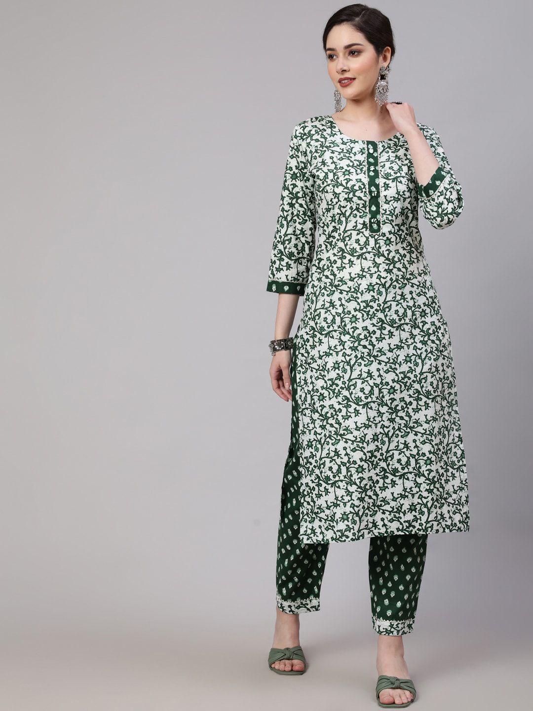 saabhi floral printed gotta patti detailed pure cotton straight kurta with trousers
