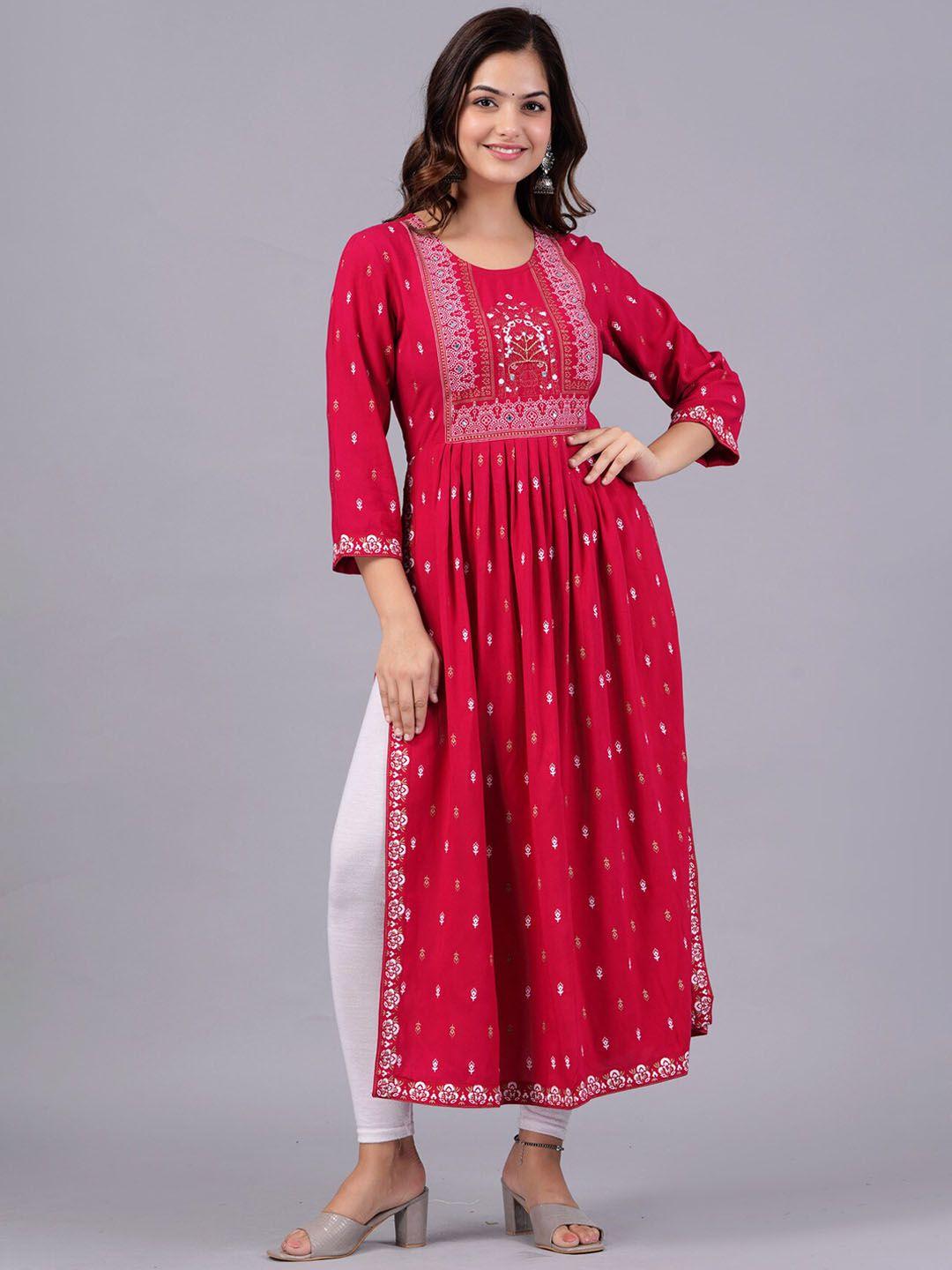 saabhi geometric printed mirror work kurta