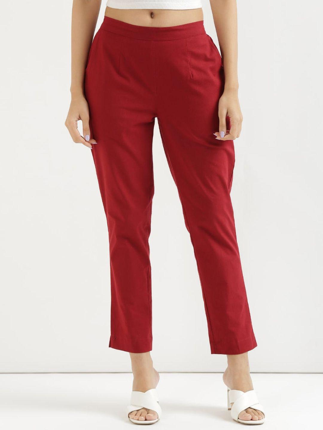 saadaa women mid-rise cotton trousers