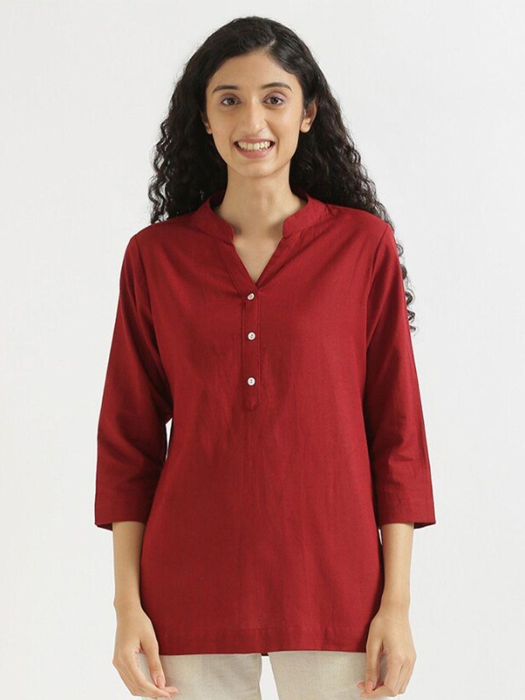 saadaa maroon linen kurti