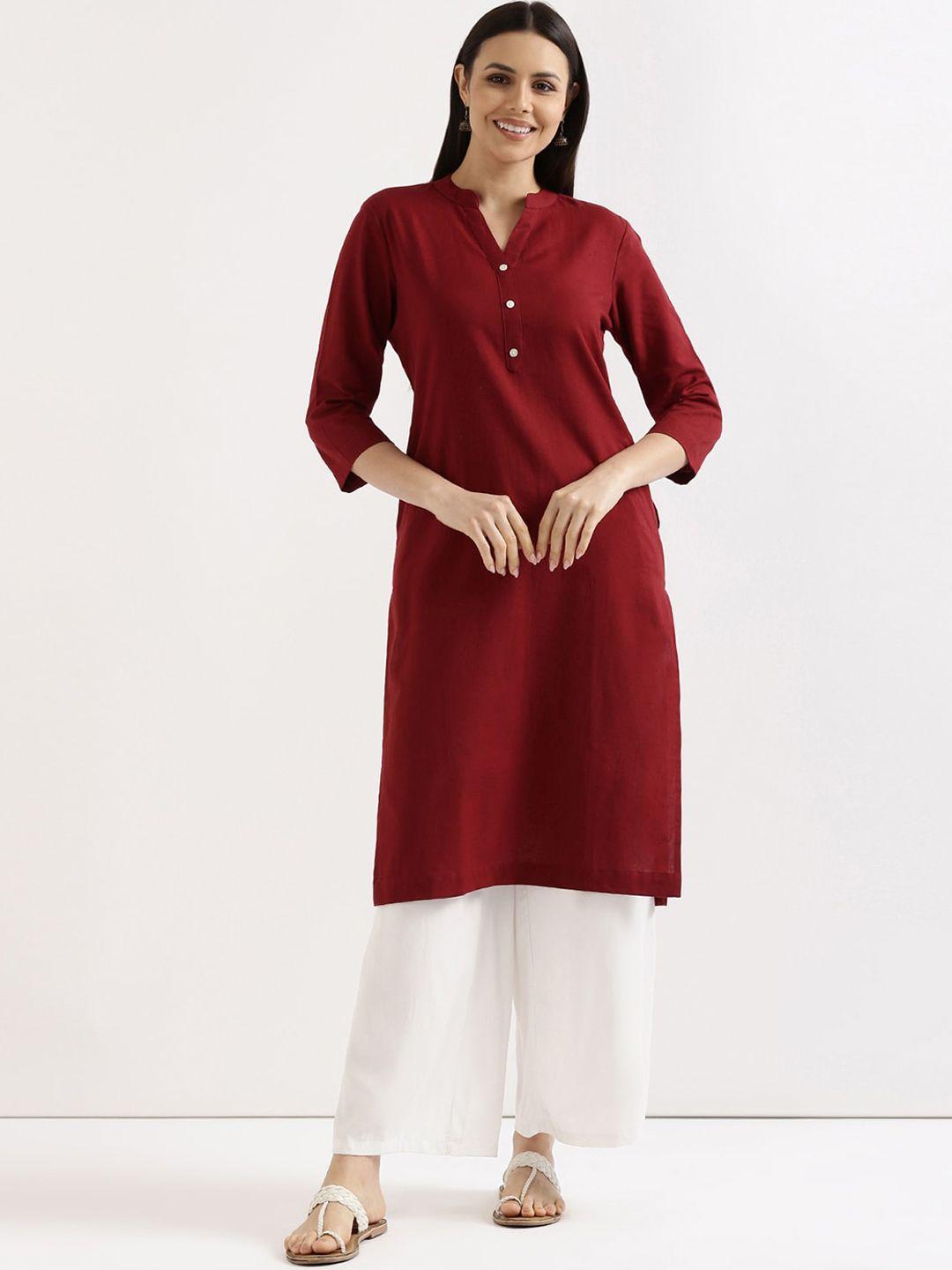 saadaa women maroon kurta