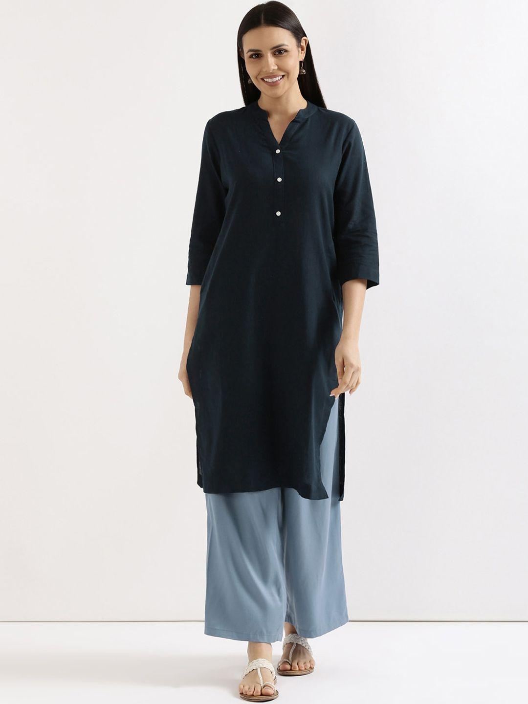 saadaa women navy blue kurta