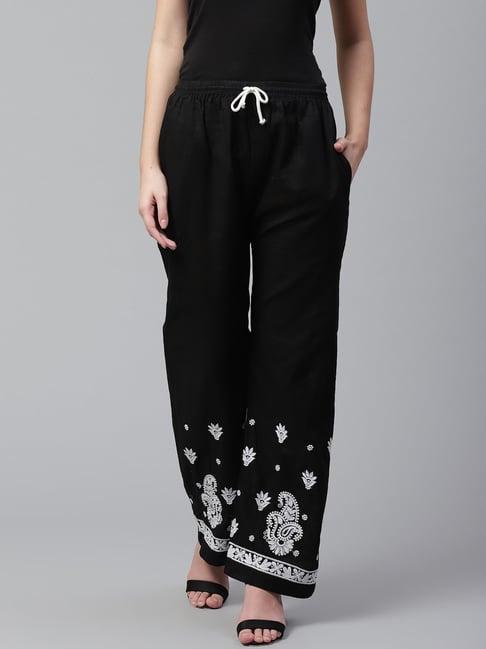 saadgi black cotton palazzos