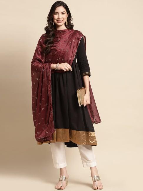 saadgi maroon embellished dupatta