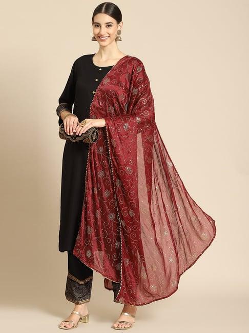 saadgi maroon embellished dupatta