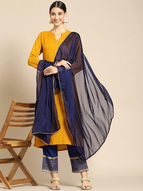 saadgi navy embellished dupatta