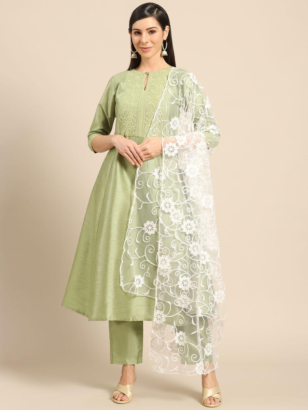 saadgi off-white aari embroidered net dupatta