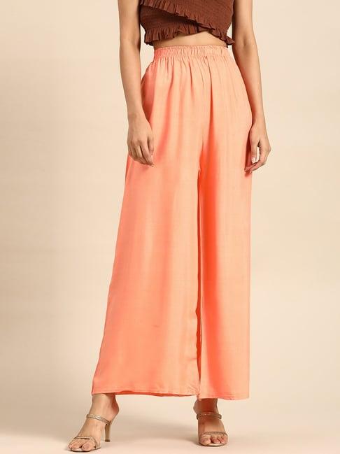 saadgi peach regular fit palazzos