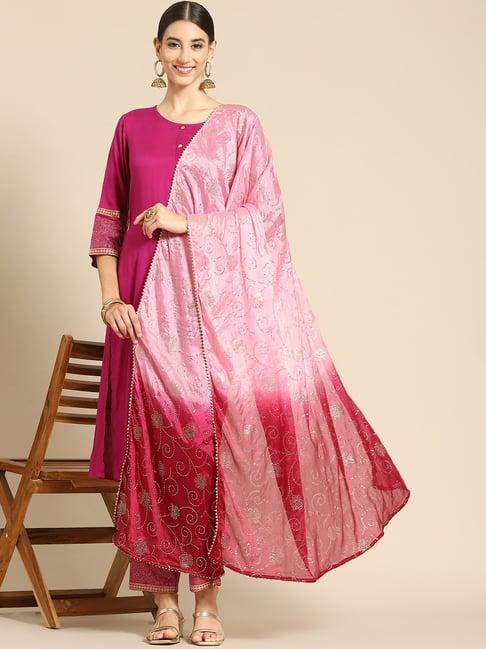 saadgi pink embellished dupatta