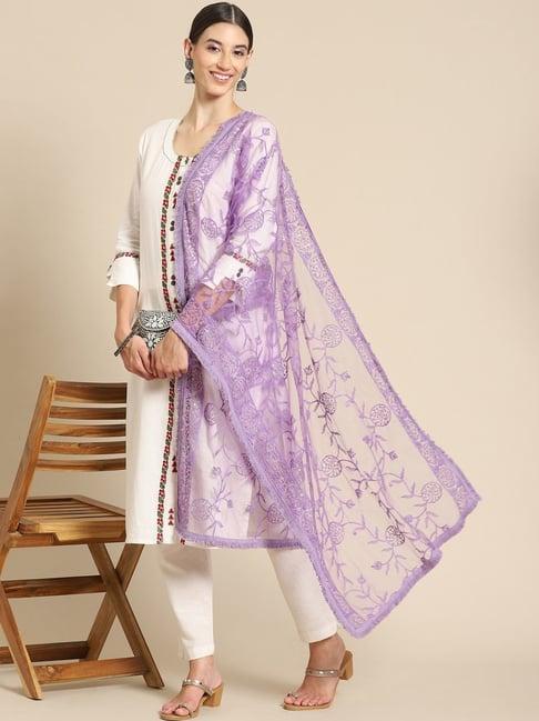 saadgi purple embroidered dupatta