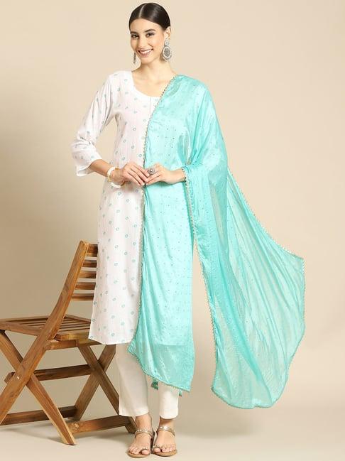 saadgi turquoise embellished dupatta