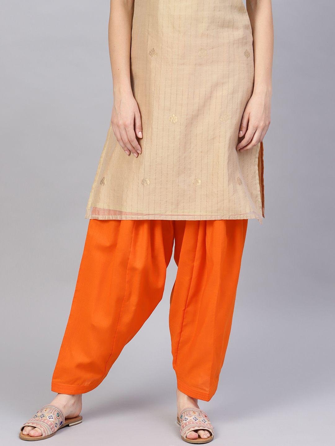 saadgi women orange solid salwar