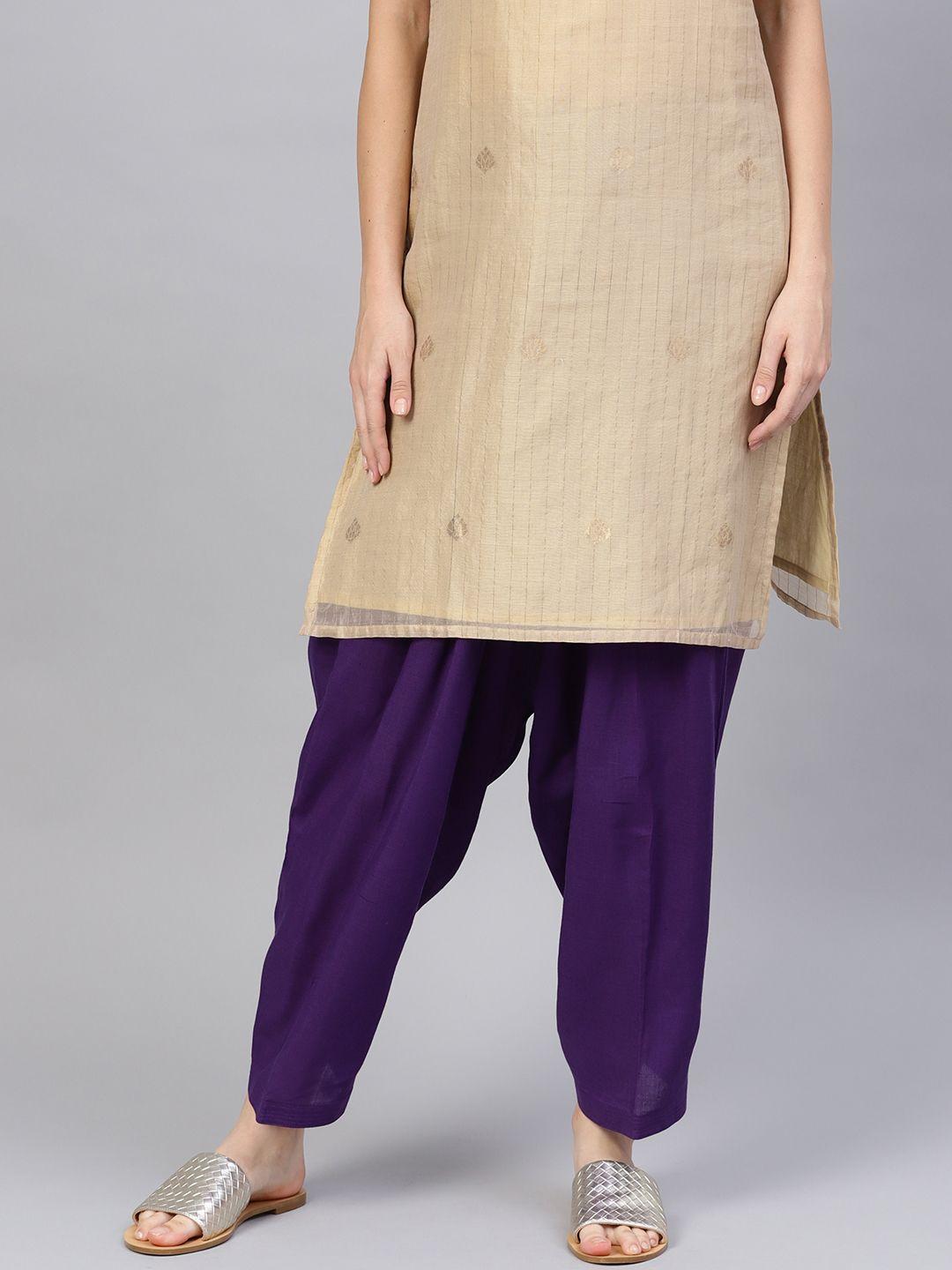 saadgi women purple solid salwar