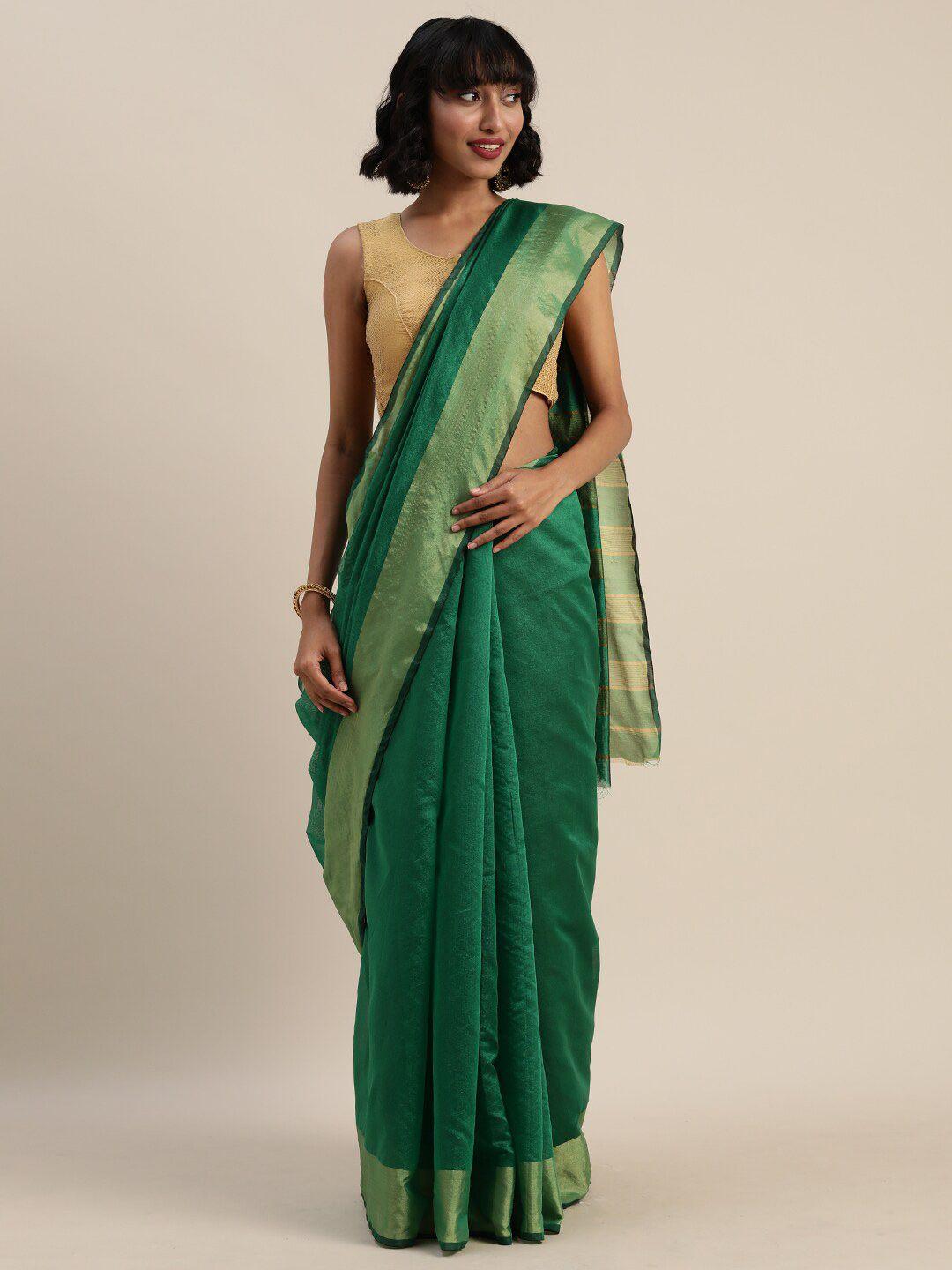 saadhvi green & gold-toned art silk saree