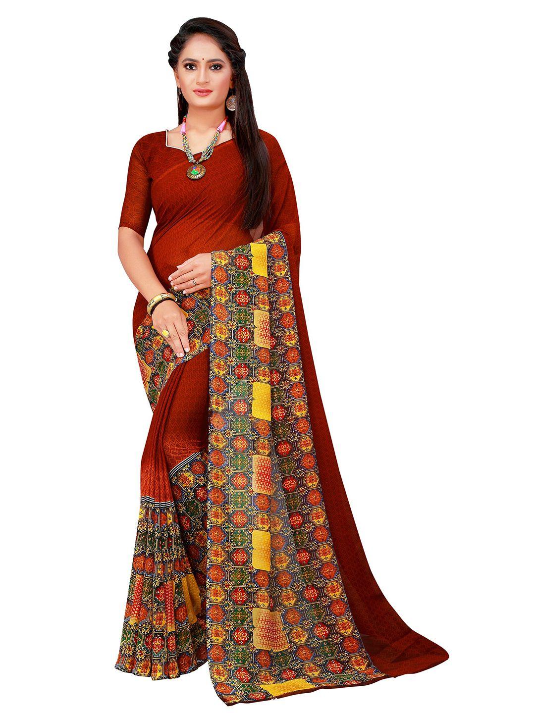 saadhvi maroon & blue pure georgette saree