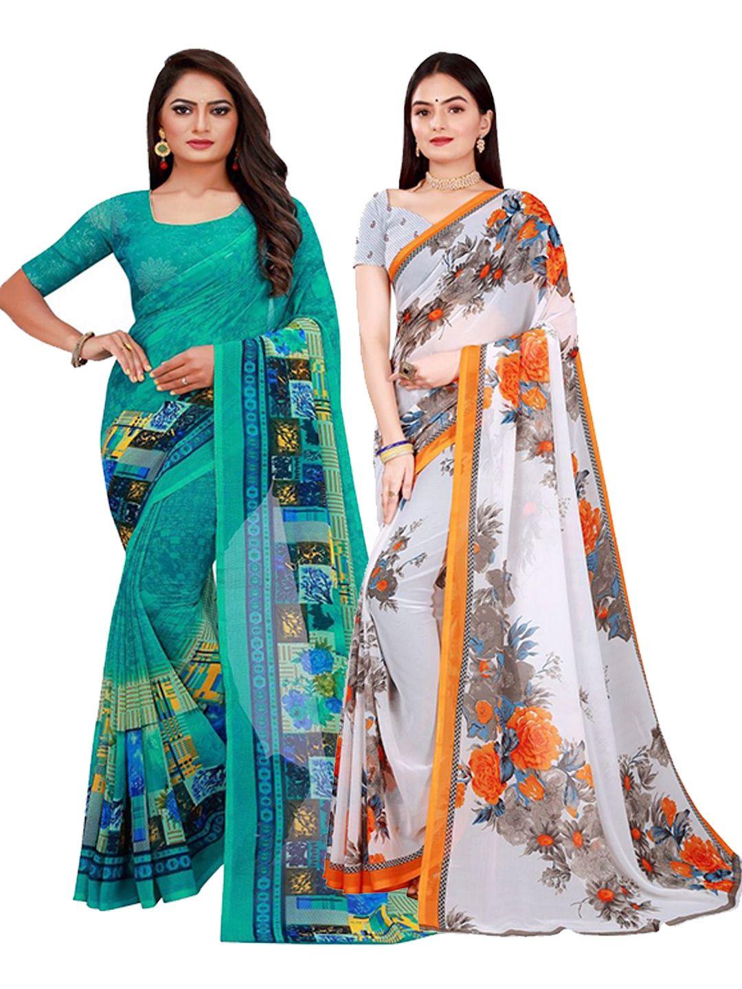 saadhvi pack of 2 printed pure georgette saree