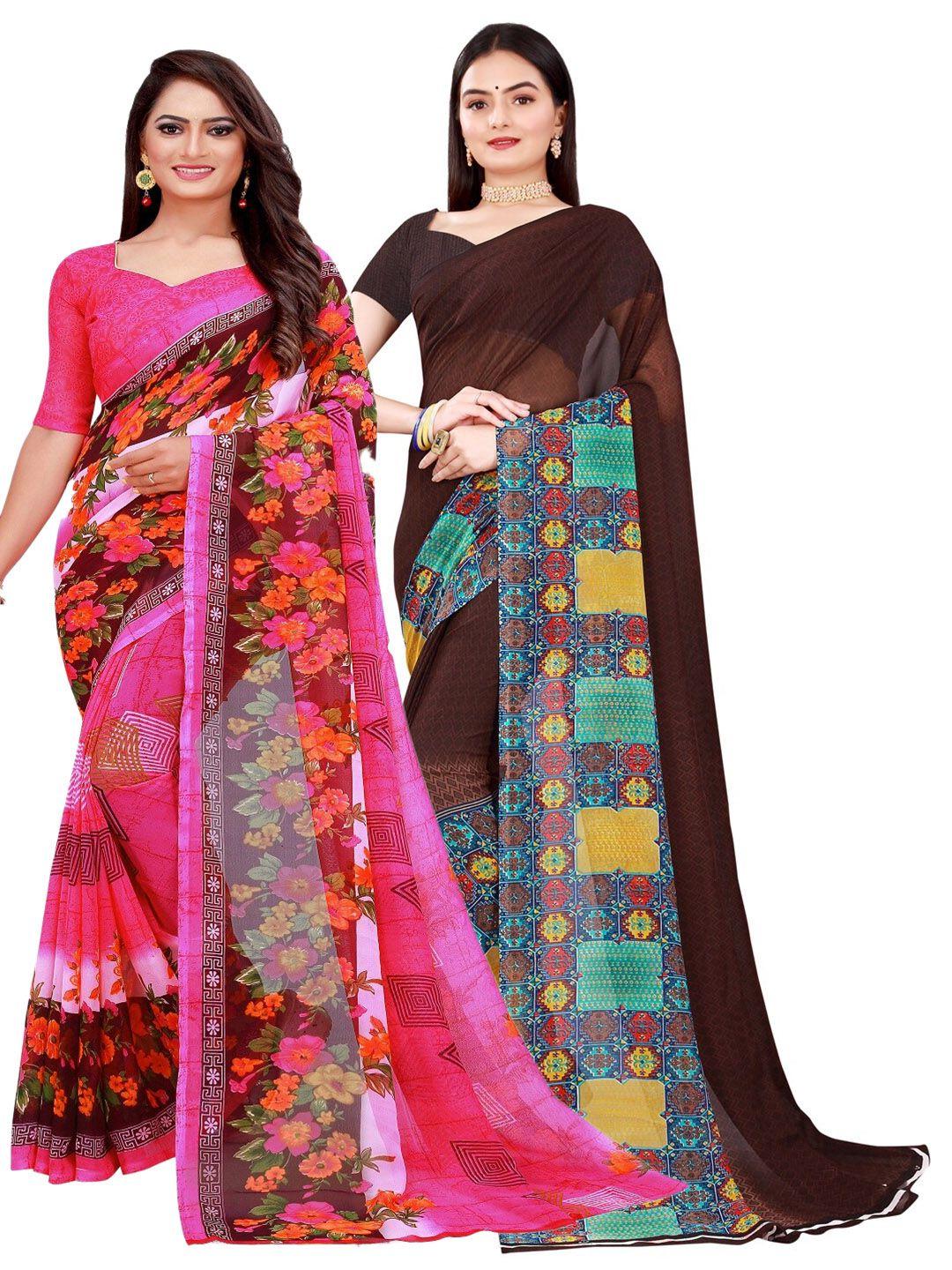 saadhvi pack of 2 printed pure georgette saree