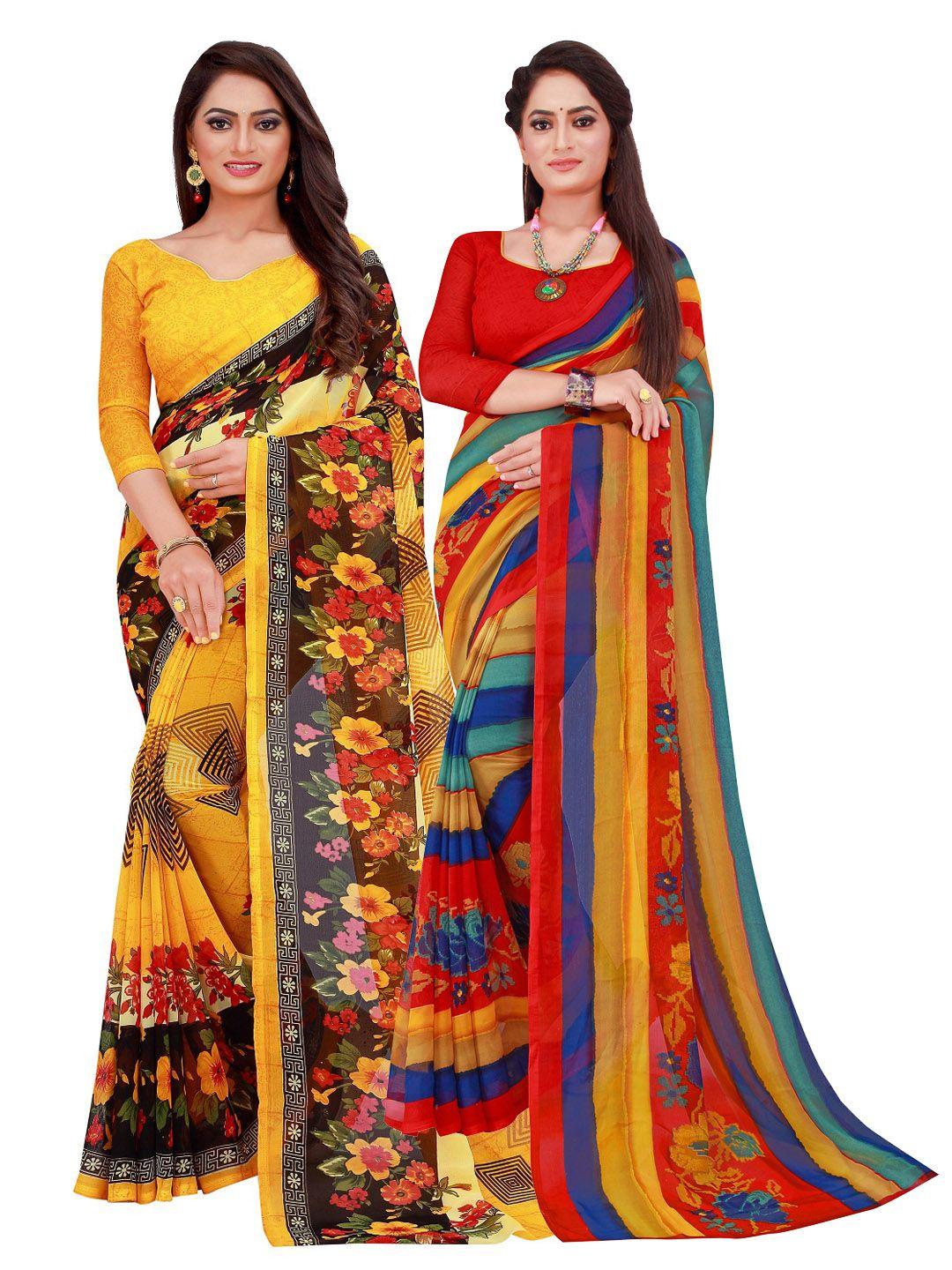 saadhvi pack of 2 printed pure georgette sarees