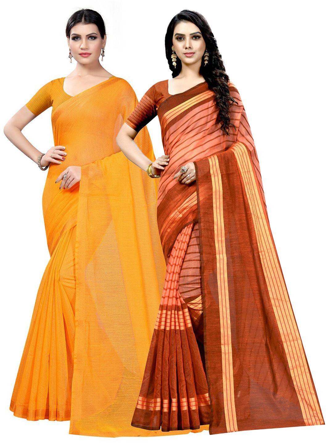 saadhvi pack of 2 striped zari ilkal saree