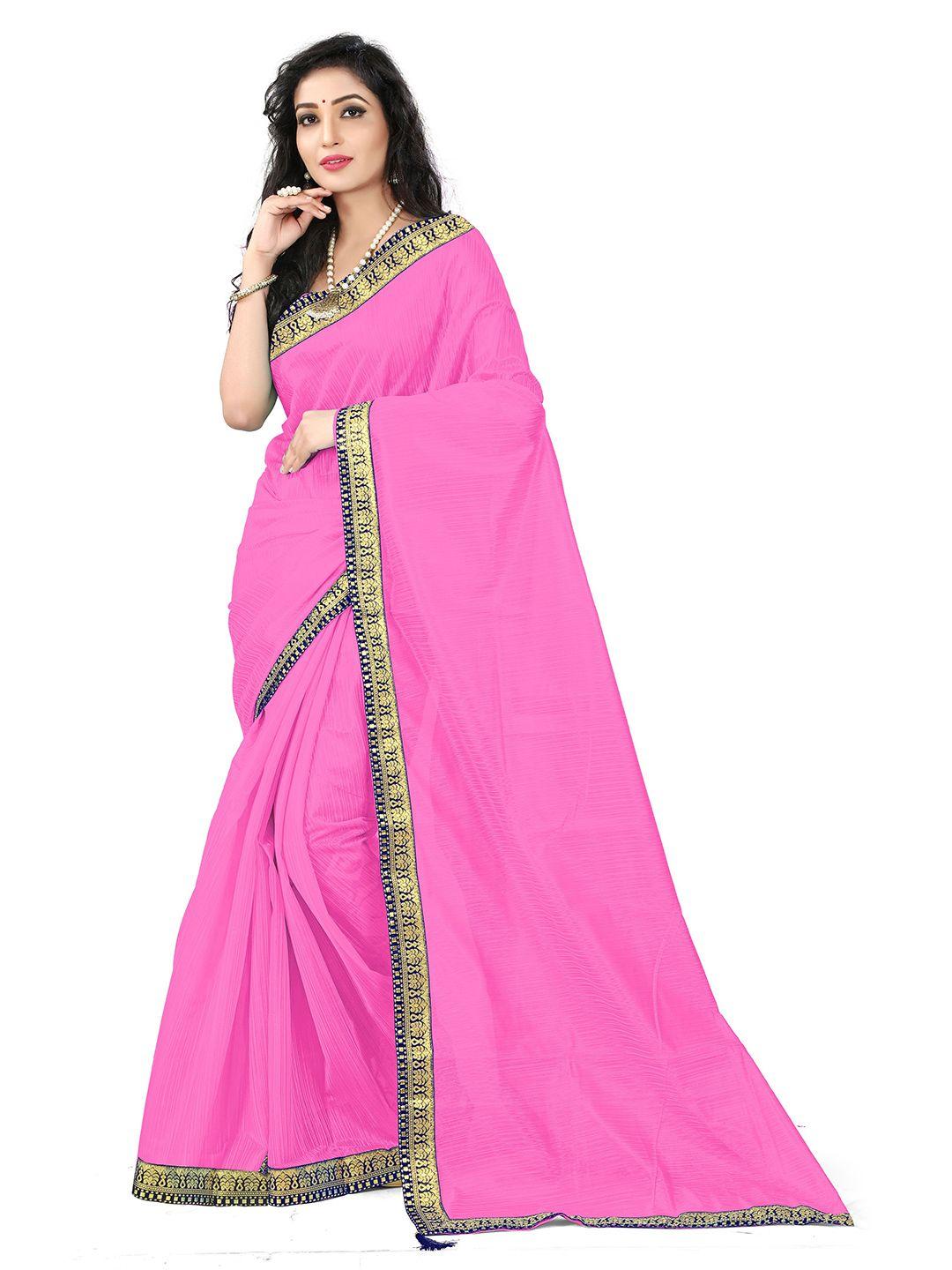 saadhvi pink & gold-toned art silk saree