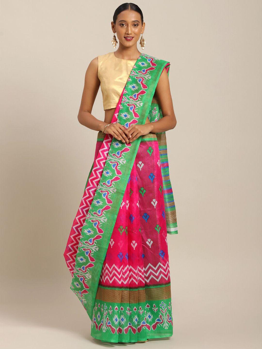 saadhvi pink & pink ethnic motifs art silk saree