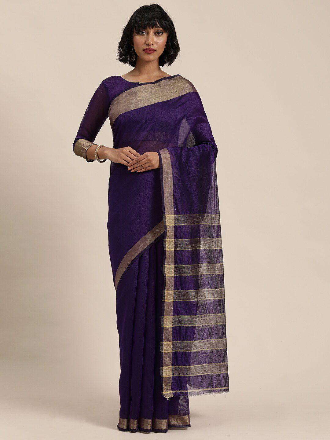 saadhvi violet & gold-toned zari art silk saree