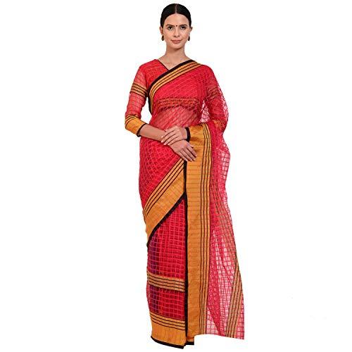 saadhvi women's pink cotton silk striped work saree(fl-if-sonakshipink-go, free size)