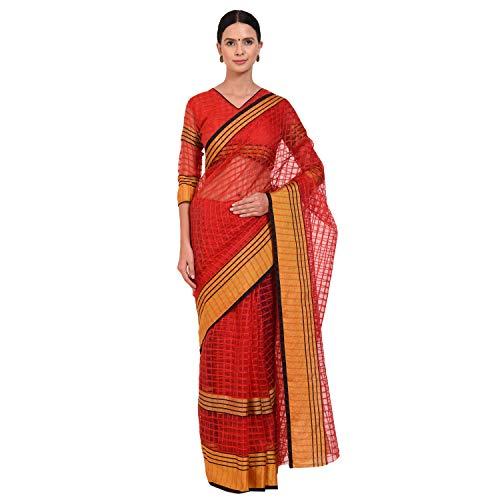 saadhvi womens cotton silk striped work saree with blouse (red) (fl-if-sonakshired-go)