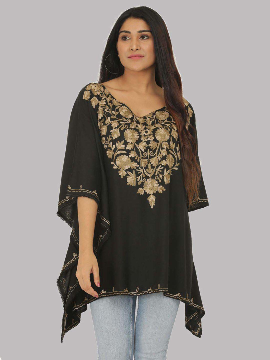 saakaa floral embroidered kaftan top