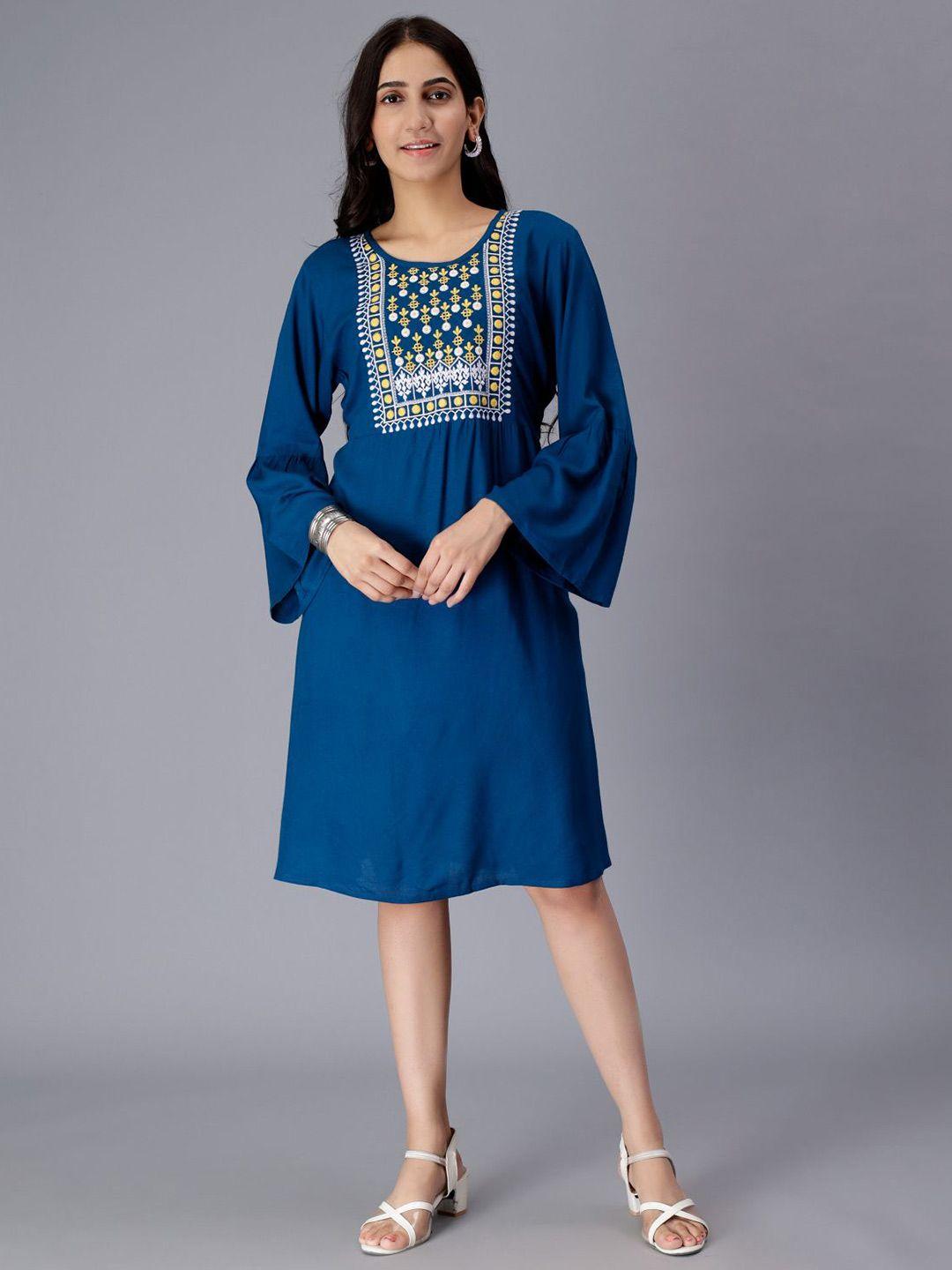 saakaa round neck embroidered ethnic dress