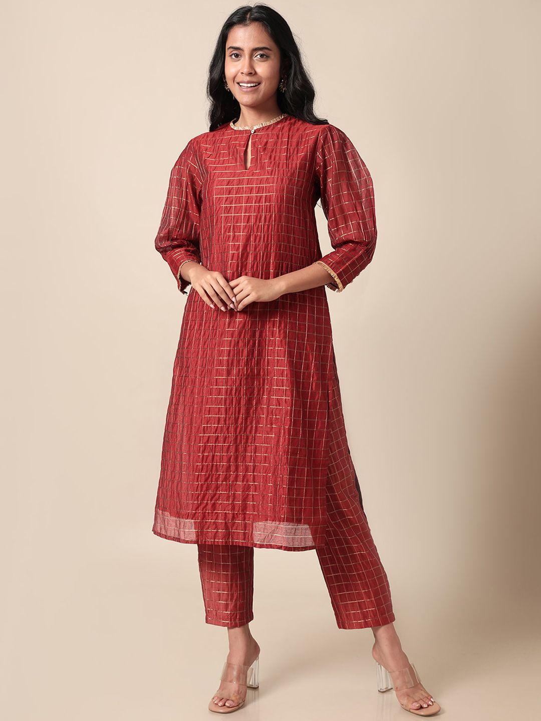 saaki woven design zari regular chanderi silk kurta with trousers