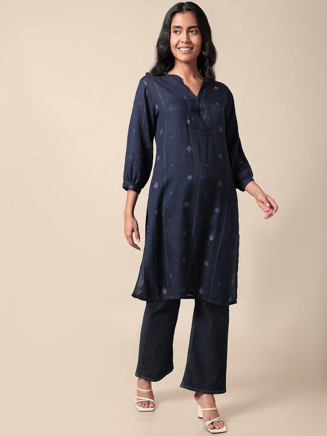 saaki floral printed v-neck cotton kurta