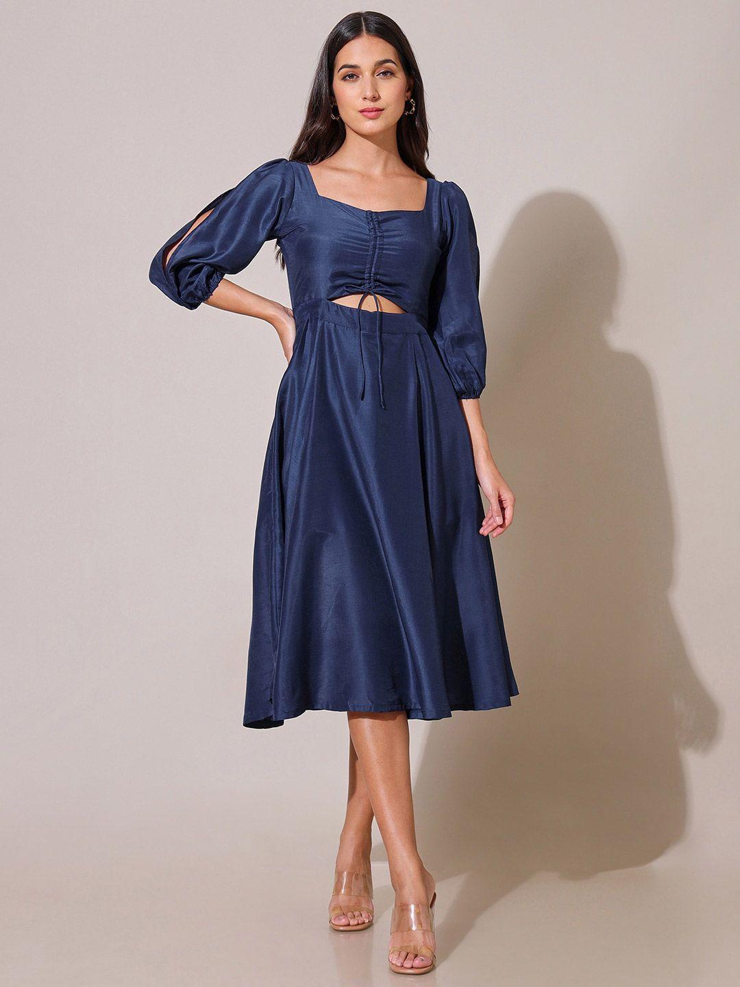 saaki slit sleeves cut-outs detail fit & flare dress