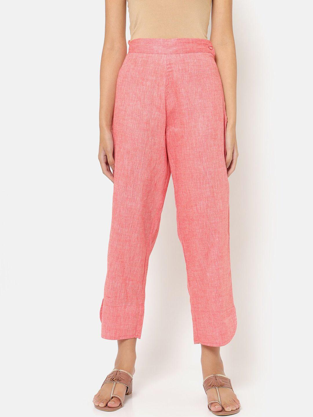 saaki women pink textured trousers
