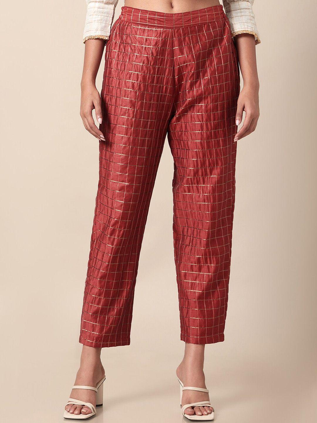 saaki women tailored straight fit checked trousers