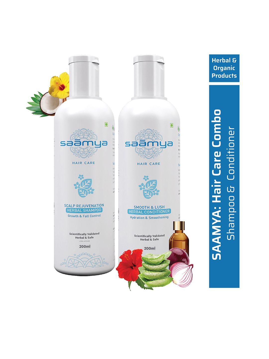 saamya unisex herbal scalp rejuvenation shampoo smooth & lush herbal conditioner- 400 ml
