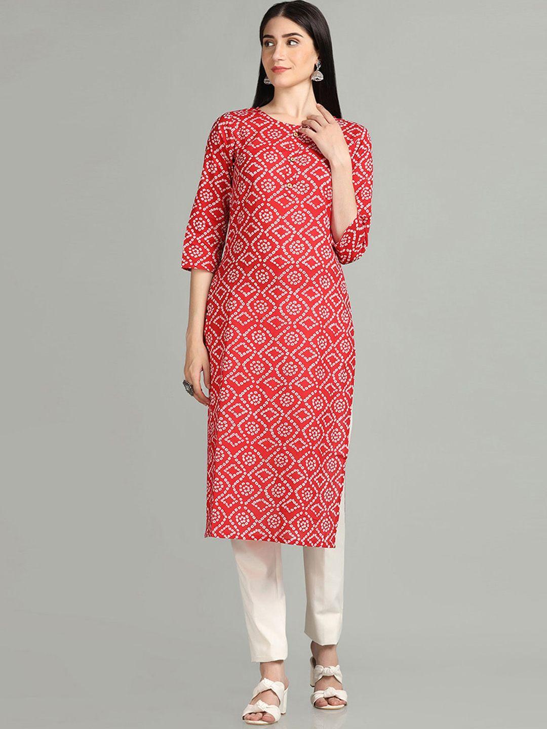 saanjh bandhani printed pure cotton straight kurta