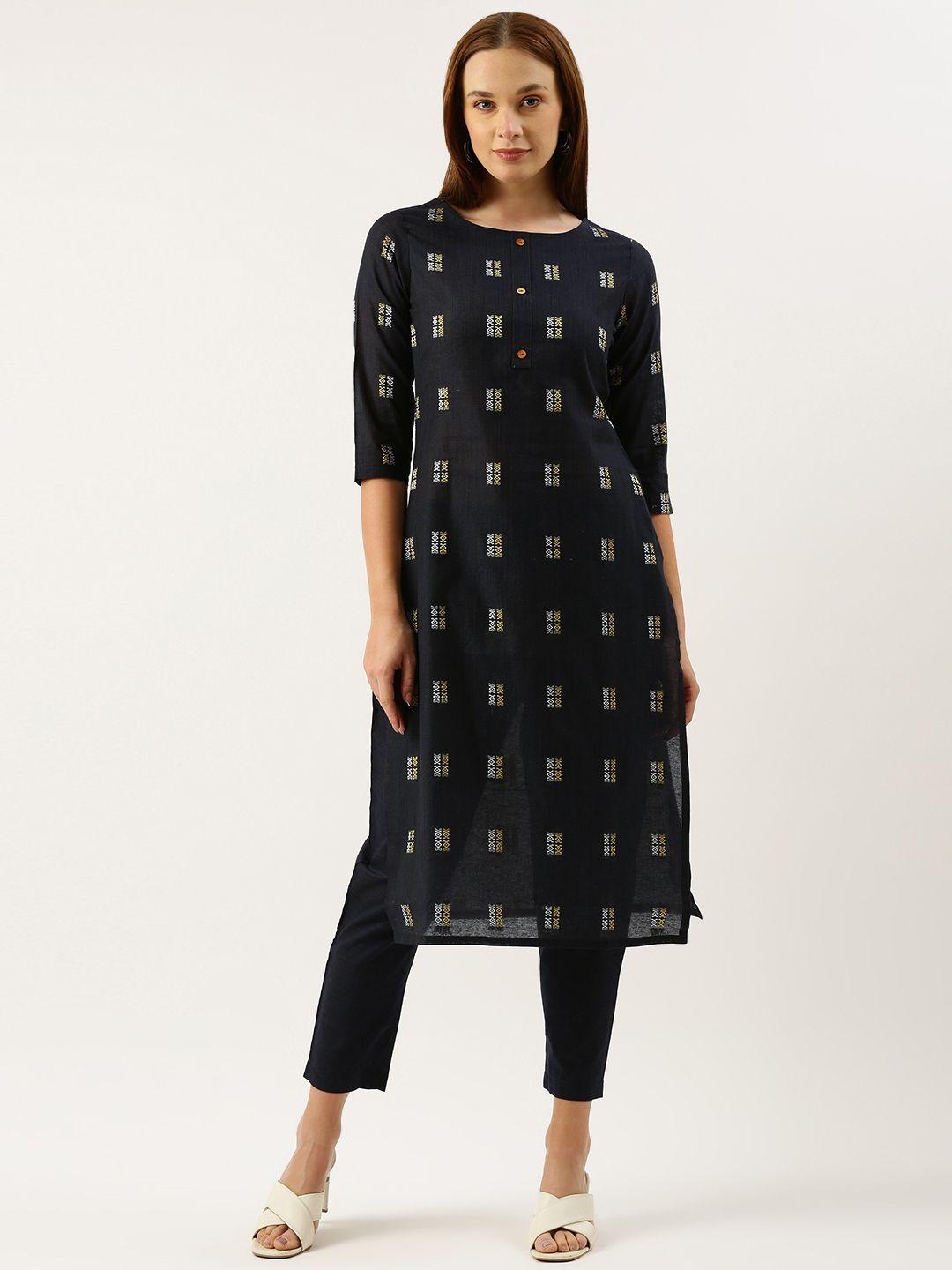 saanjh geometric regular kurta with trousers