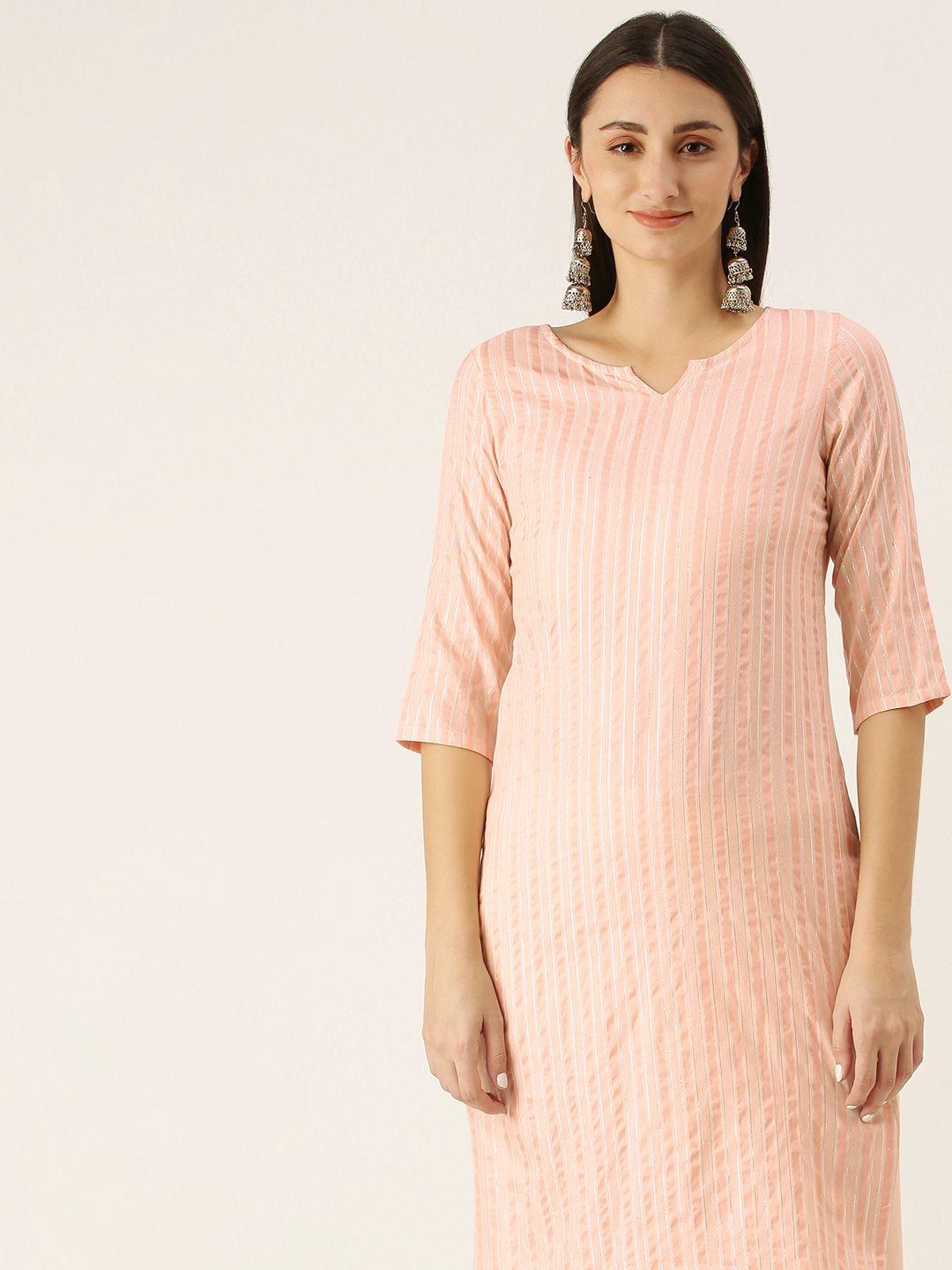 saanjh peach-coloured striped kurti