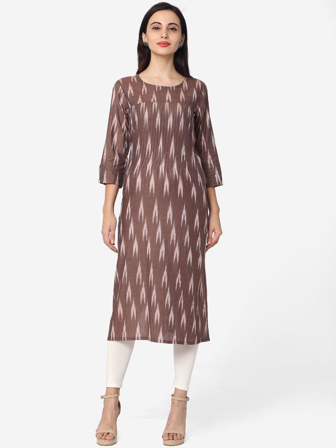 saanjh women brown printed straight kurta