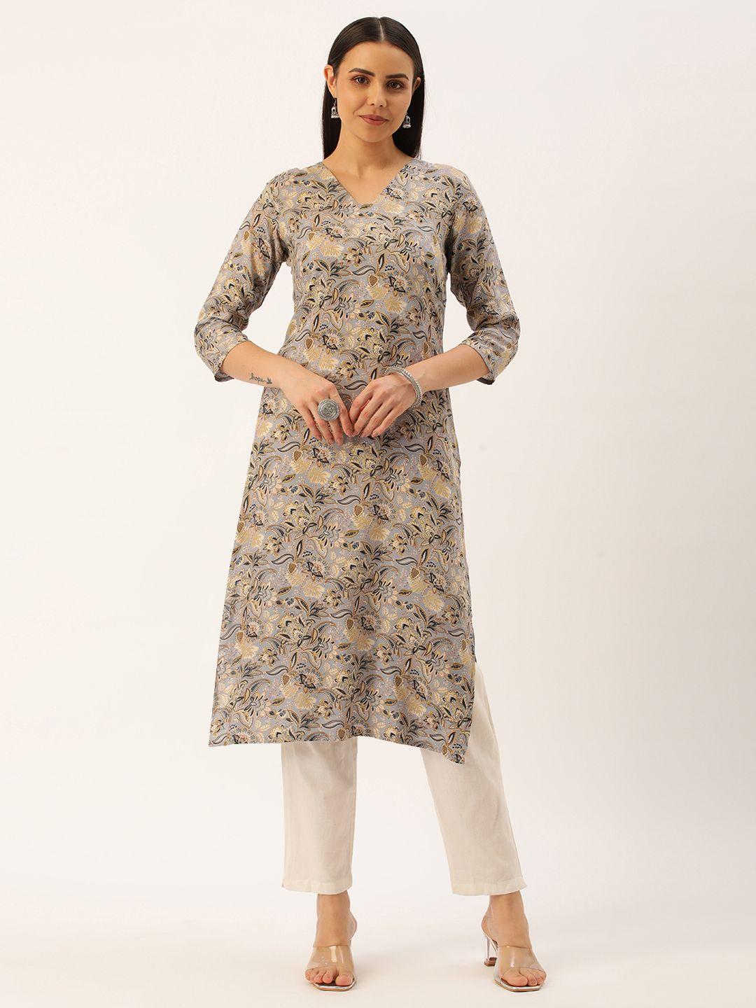 saanjh women floral printed straight kurta