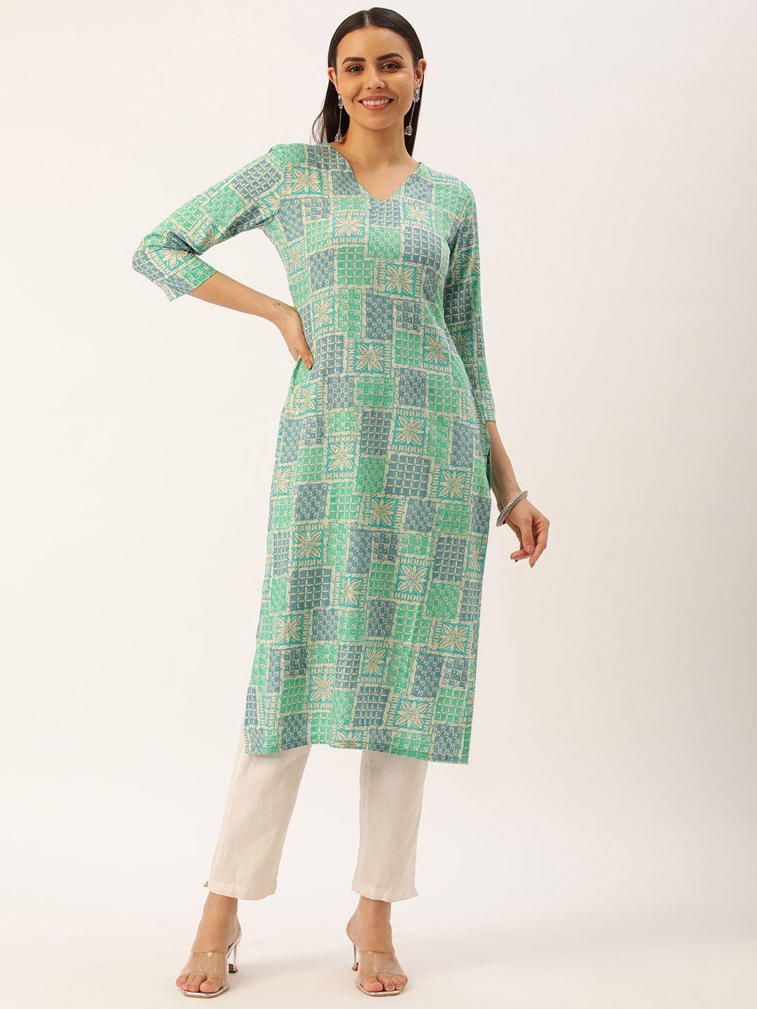 saanjh women floral printed straight kurta